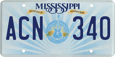 MS license plate ACN340