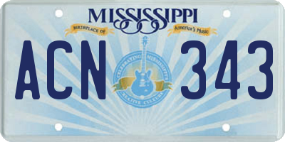 MS license plate ACN343
