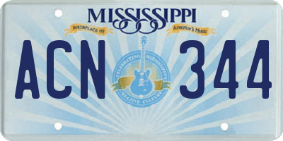 MS license plate ACN344