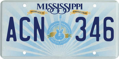 MS license plate ACN346