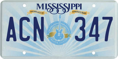 MS license plate ACN347