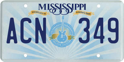 MS license plate ACN349