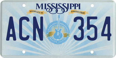 MS license plate ACN354