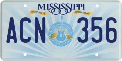 MS license plate ACN356