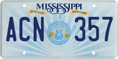 MS license plate ACN357