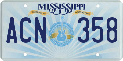 MS license plate ACN358
