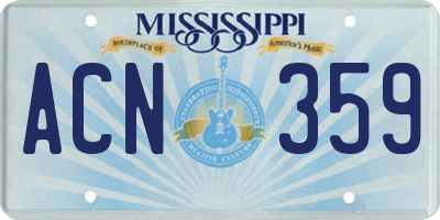 MS license plate ACN359