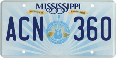 MS license plate ACN360