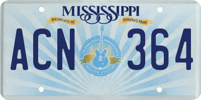 MS license plate ACN364