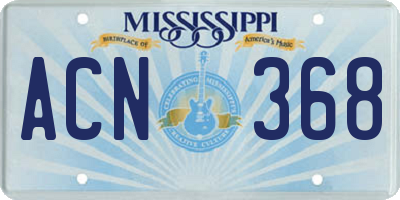 MS license plate ACN368