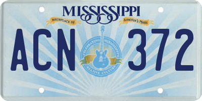 MS license plate ACN372