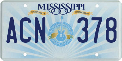 MS license plate ACN378