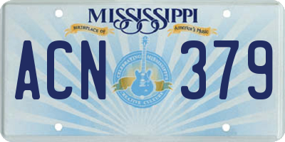 MS license plate ACN379