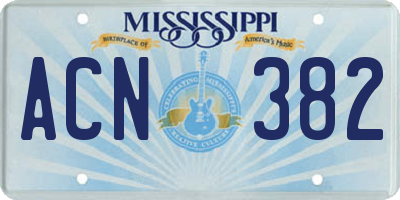 MS license plate ACN382