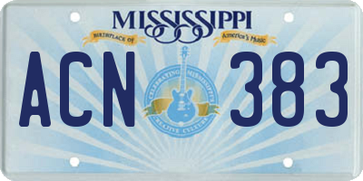 MS license plate ACN383