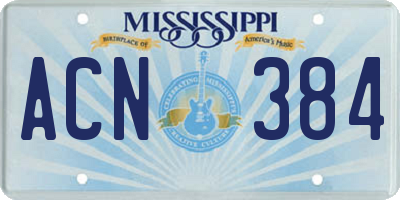 MS license plate ACN384