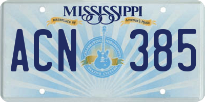 MS license plate ACN385