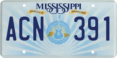 MS license plate ACN391