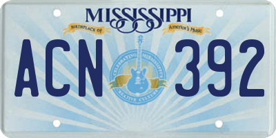 MS license plate ACN392
