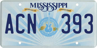 MS license plate ACN393