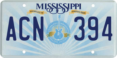MS license plate ACN394