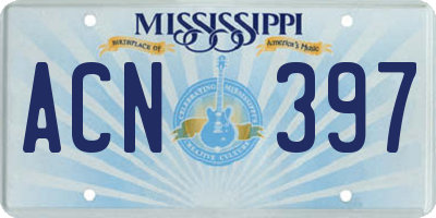 MS license plate ACN397