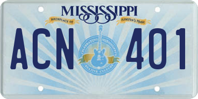 MS license plate ACN401