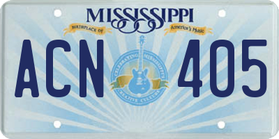 MS license plate ACN405