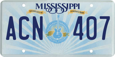 MS license plate ACN407