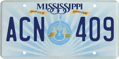 MS license plate ACN409
