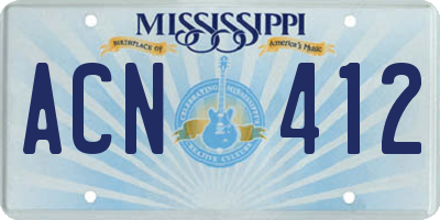 MS license plate ACN412