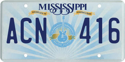 MS license plate ACN416