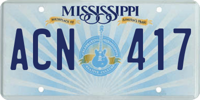 MS license plate ACN417