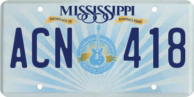 MS license plate ACN418