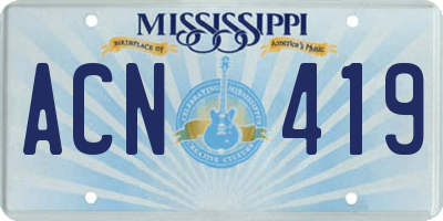 MS license plate ACN419