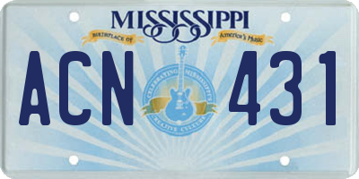 MS license plate ACN431