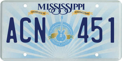 MS license plate ACN451