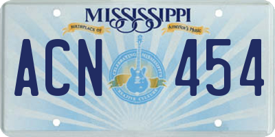 MS license plate ACN454