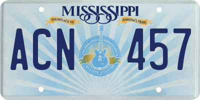 MS license plate ACN457