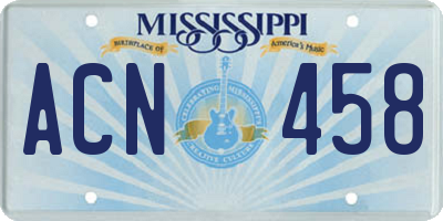 MS license plate ACN458