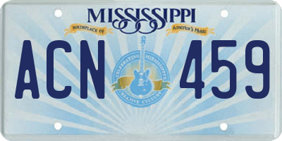 MS license plate ACN459