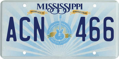 MS license plate ACN466