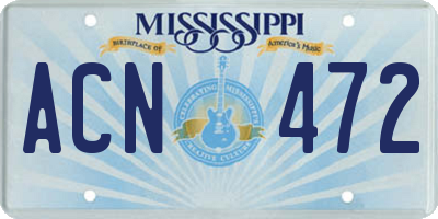 MS license plate ACN472