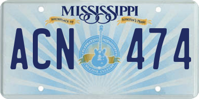 MS license plate ACN474