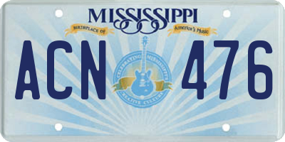 MS license plate ACN476