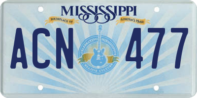 MS license plate ACN477