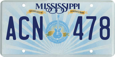 MS license plate ACN478
