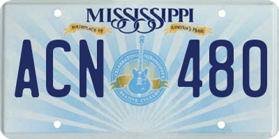 MS license plate ACN480