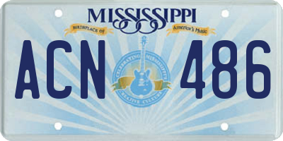 MS license plate ACN486