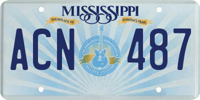 MS license plate ACN487